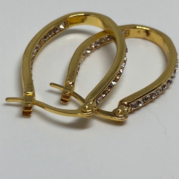 9k gold filled stones LG huggie back earrings - Picture 4 of 7